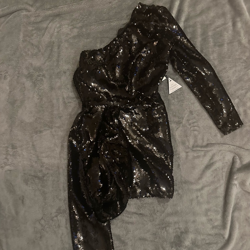 Nadine Merabi black mini dress